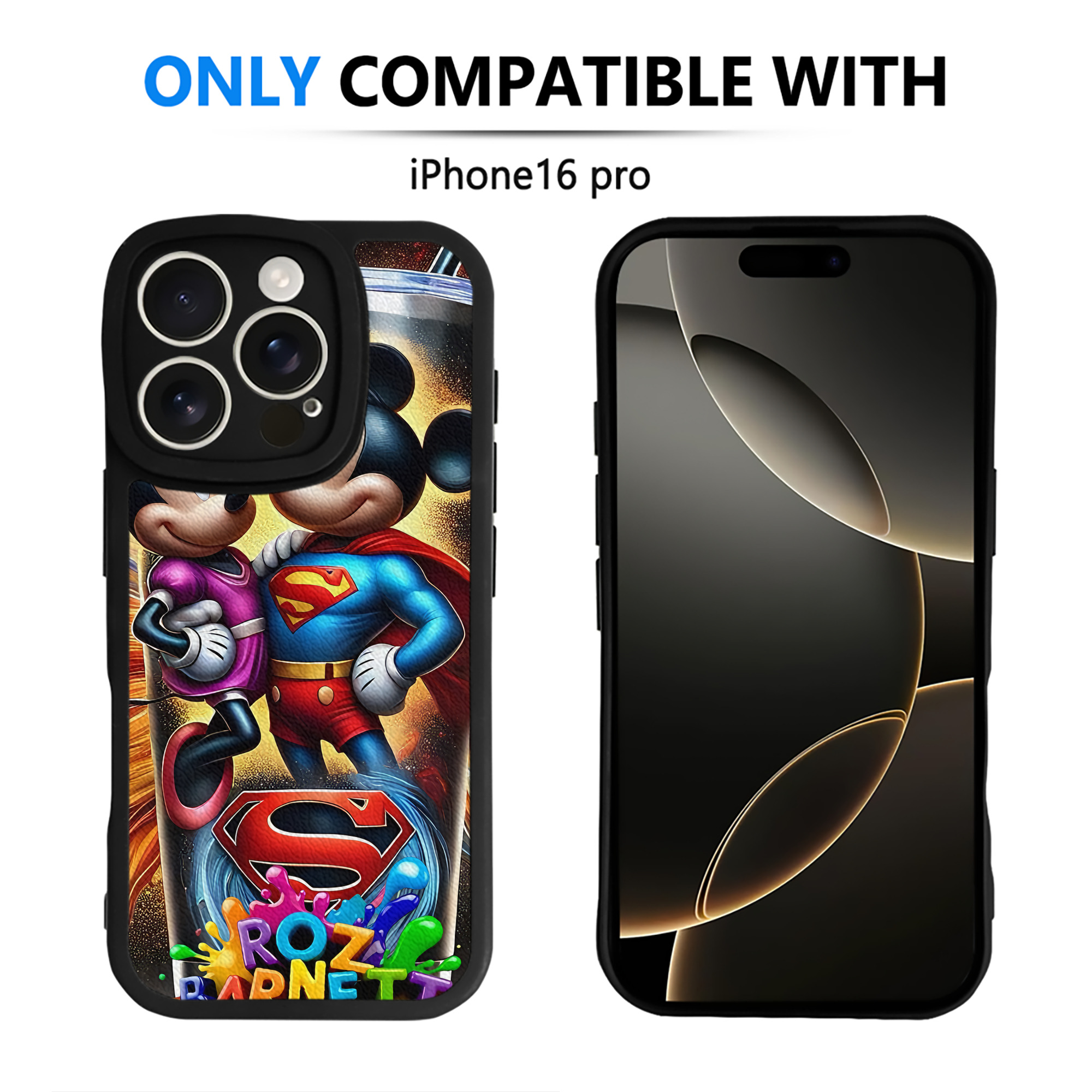 （画像用） ミッキーマウス Mickey Mouse 【iPhone 16シリーズ対応】シリコンスマホケース（レザー調） 材質：シリコン